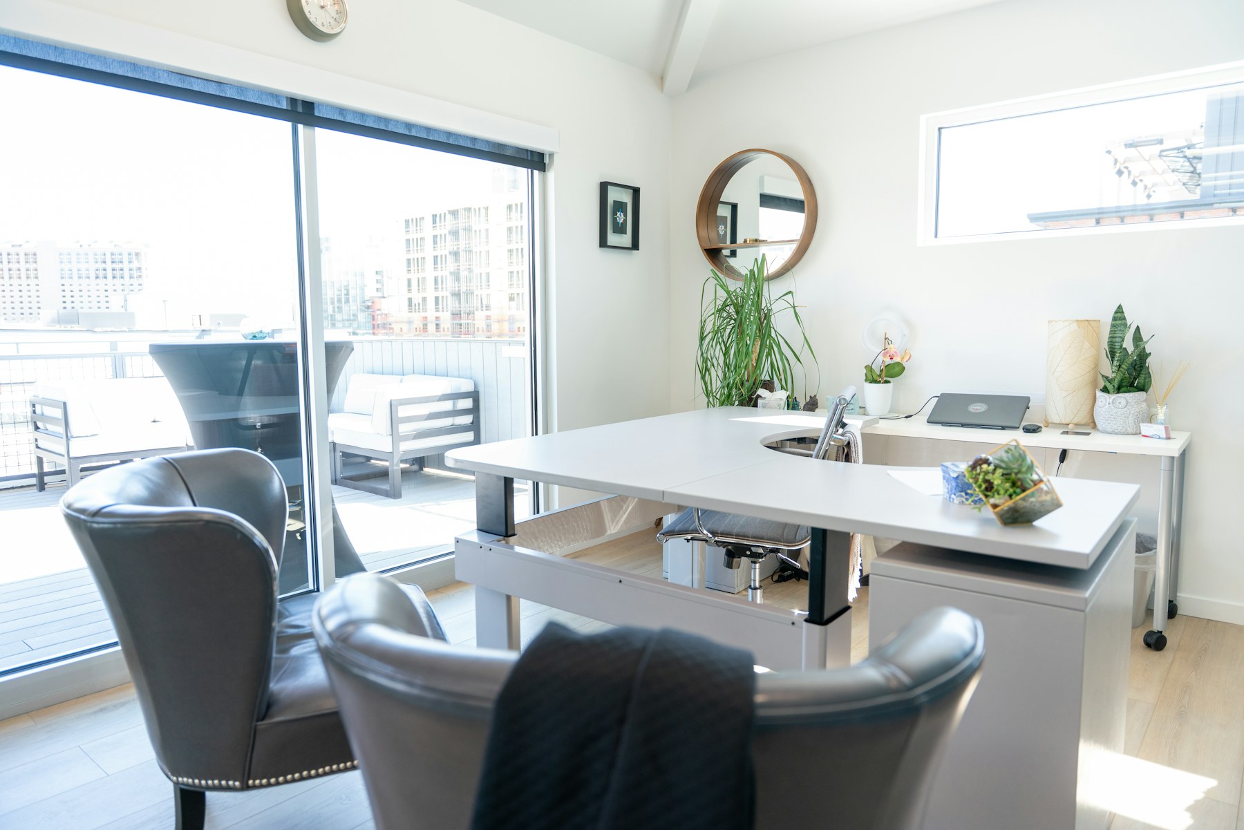 Bright, calm modern workplace